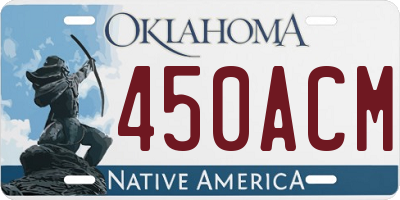 OK license plate 450ACM