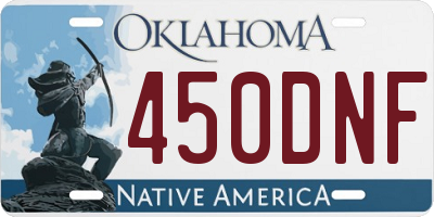 OK license plate 450DNF