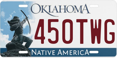 OK license plate 450TWG