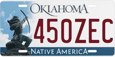 OK license plate 450ZEC