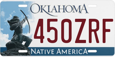 OK license plate 450ZRF