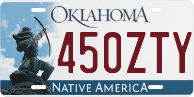 OK license plate 450ZTY