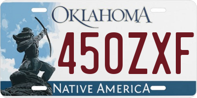 OK license plate 450ZXF