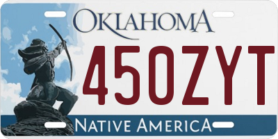 OK license plate 450ZYT
