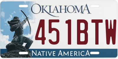 OK license plate 451BTW