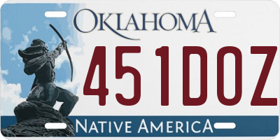 OK license plate 451DOZ