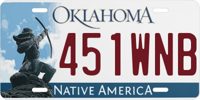 OK license plate 451WNB
