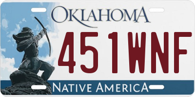 OK license plate 451WNF
