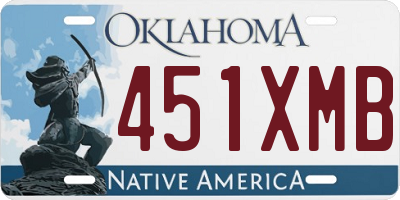 OK license plate 451XMB