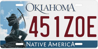 OK license plate 451ZOE