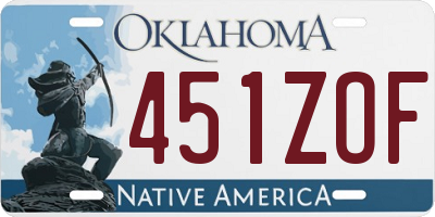 OK license plate 451ZOF