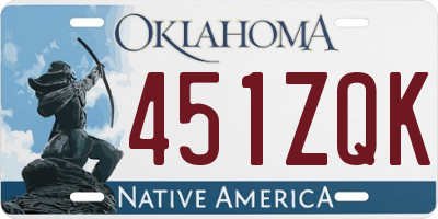 OK license plate 451ZQK