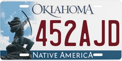 OK license plate 452AJD