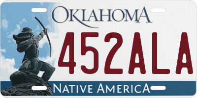 OK license plate 452ALA