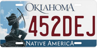 OK license plate 452DEJ