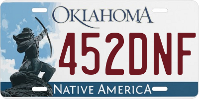 OK license plate 452DNF