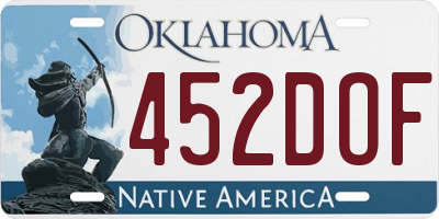 OK license plate 452DOF