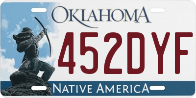 OK license plate 452DYF