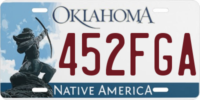OK license plate 452FGA