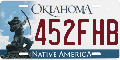 OK license plate 452FHB