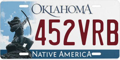 OK license plate 452VRB