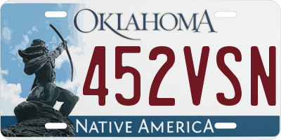 OK license plate 452VSN