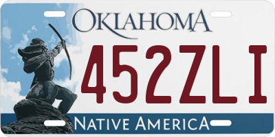 OK license plate 452ZLI