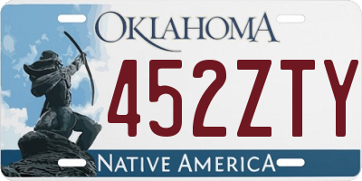 OK license plate 452ZTY