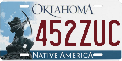 OK license plate 452ZUC