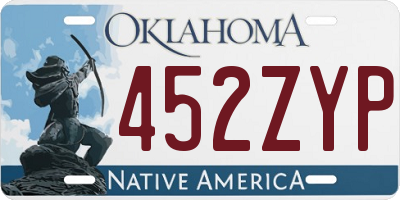 OK license plate 452ZYP