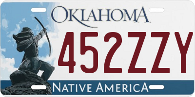 OK license plate 452ZZY