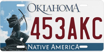 OK license plate 453AKC