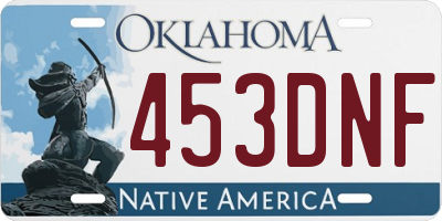 OK license plate 453DNF