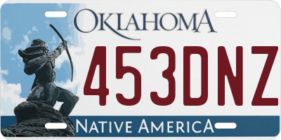 OK license plate 453DNZ