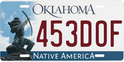 OK license plate 453DOF