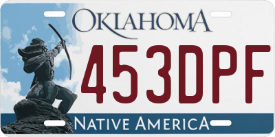 OK license plate 453DPF