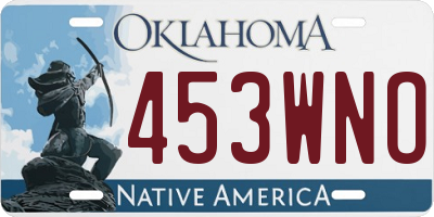 OK license plate 453WNO