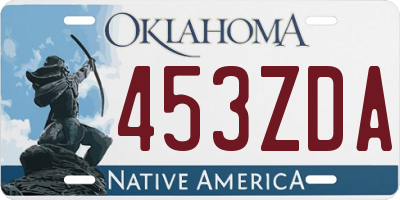OK license plate 453ZDA