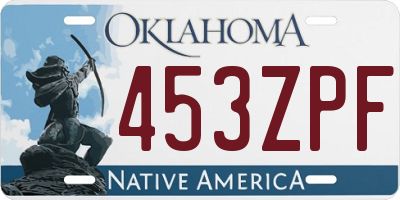OK license plate 453ZPF
