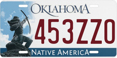 OK license plate 453ZZO