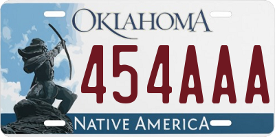 OK license plate 454AAA