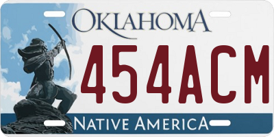 OK license plate 454ACM
