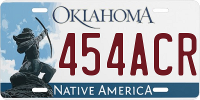 OK license plate 454ACR