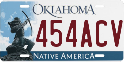 OK license plate 454ACV