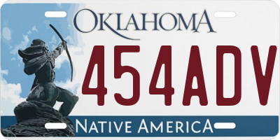 OK license plate 454ADV