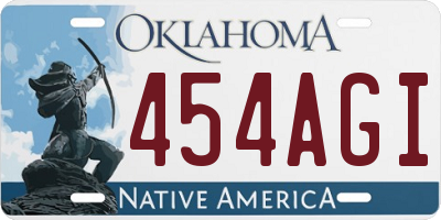 OK license plate 454AGI