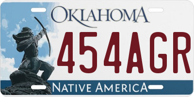 OK license plate 454AGR