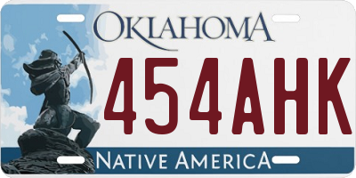 OK license plate 454AHK