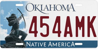 OK license plate 454AMK