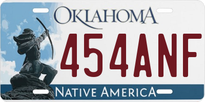 OK license plate 454ANF
